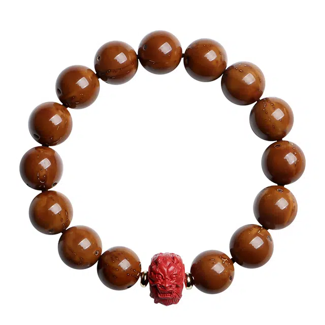 月印百川 生肖龙转运念珠手把件 盘玩高油密再造辰砂朱砂佛珠手持 复古新中式国潮文玩日常通勤 紫金鼠 手串 通用