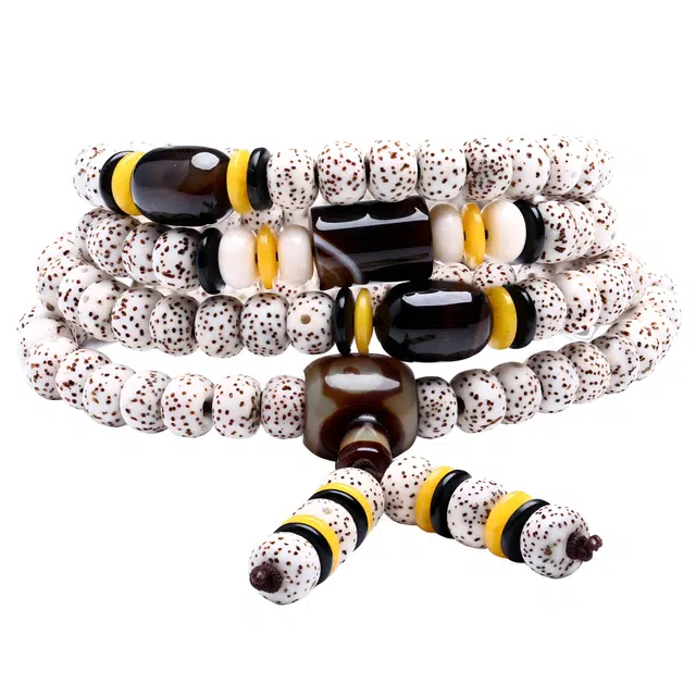 月印百川 复古中式国潮设计文玩 盘玩顺白高油密转运念珠佛珠手持 轻奢高级感民族风 小众 礼盒 星月菩提 手串 通用