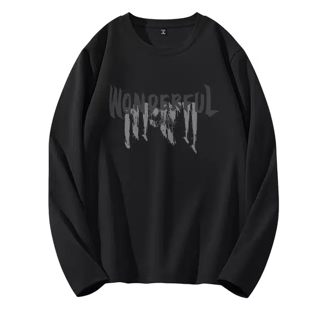 莫代尔 字母简约宽松亲肤长袖打底衣 男