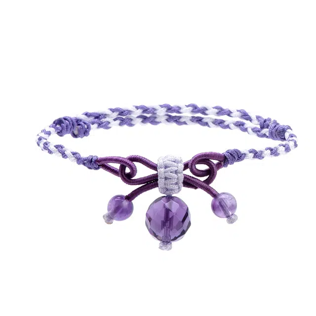 聆听花开 新中式新国紫色编织手绳高品质 小众设计高级感时尚百搭 极简风小清新森系 水晶 玉石手链 女