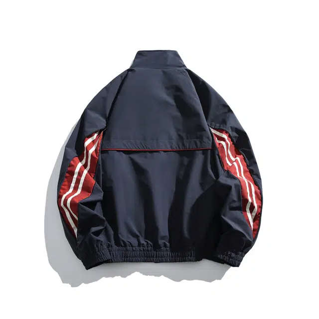 费尔岛上的猫 美式复古撞色立领百搭防风防水休闲长袖飞行员上衣夹克 男女同款