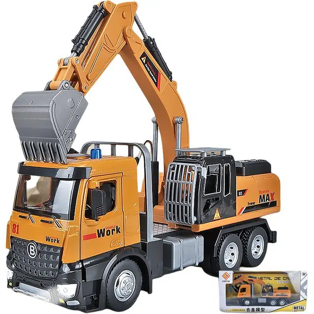 卡威 开门吊车玩具车 合金吊机车 工程车起重机小汽车 成品模型