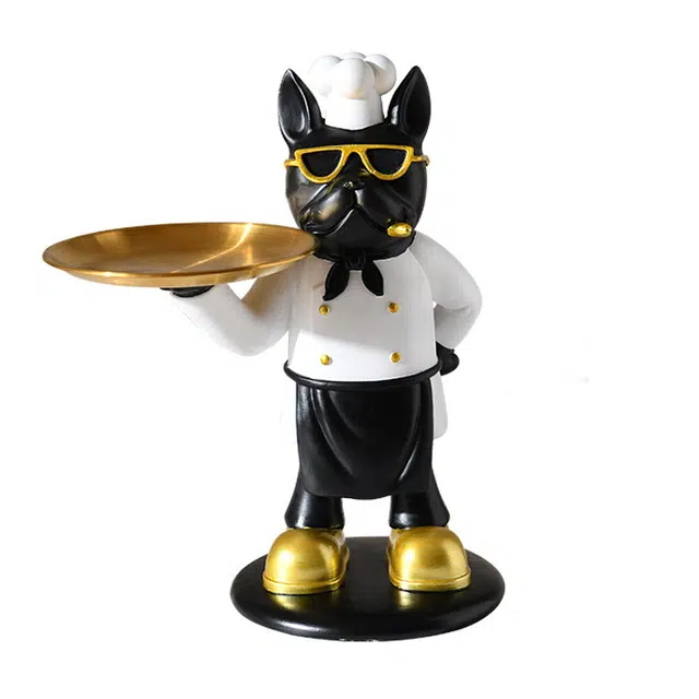 钵提 厨师法斗狗摆件 入户玄关鞋柜钥匙收纳 桌面家居装饰简约 时尚 耐用  潮流衍生品