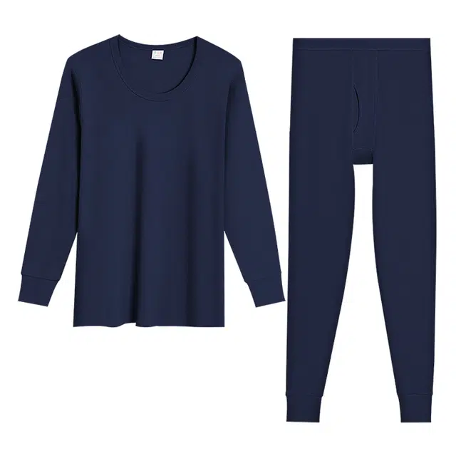 红豆 简约舒适圆领长袖上衣松紧腰长裤保暖套装 男