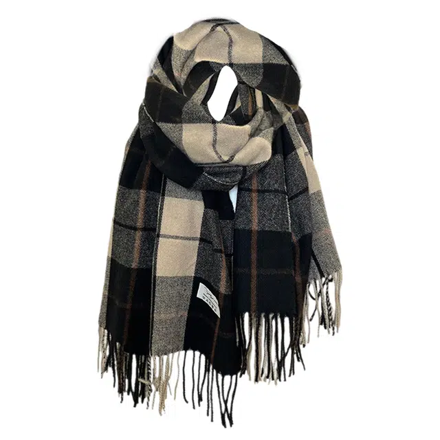 木林森 韩版格子加厚学生围脖保暖披肩 仿羊绒 绒线围巾 通用