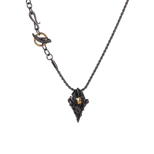 聆听花开 复古做旧黑龙鳞吊坠链 个性时尚暗黑风痞帅气质嘻哈潮流毛衣链卫衣链小众设计高级感 铜 项链 男
