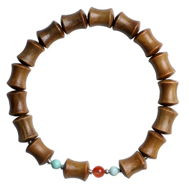 月印百川 步步高升新学期转运佛珠竹节 新中式复古文玩手把件 绿檀 手串 通用