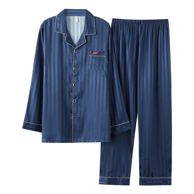 莫代尔 气质长袖长裤沉稳轻熟风家居服可外穿时尚睡衣套装 男款 藏青色