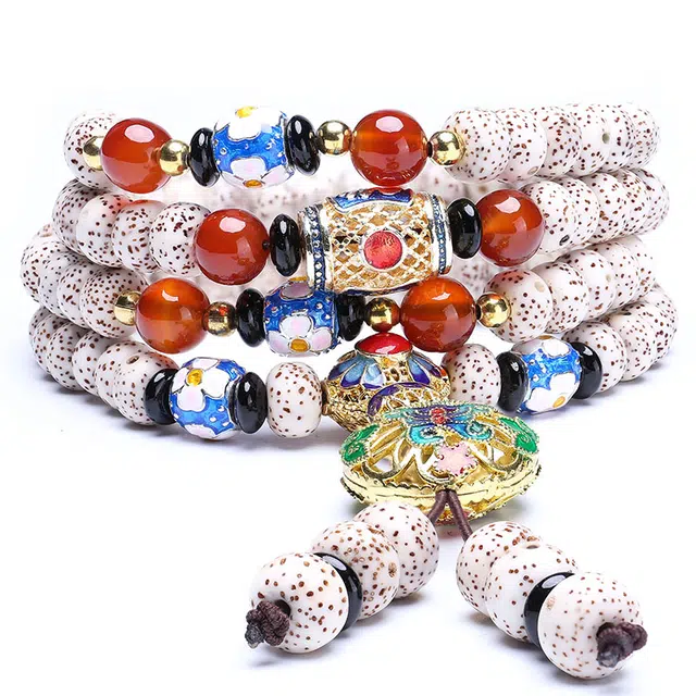 月印百川 民族风转运念珠佛珠手持 新中式国潮古风文玩 小众设计感饰品 轻奢高级感搭配复古中式穿搭手饰 星月菩提 手串 通用