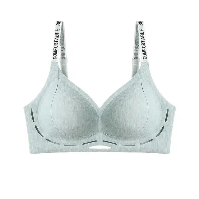 兰缪 糖果色系运动高弹舒适无钢圈反重力聚拢冰丝轻薄贴身透气文胸 女 天空蓝