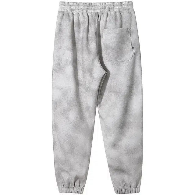 Muscle Dog Retro Tie-Dye Joggers White Grey