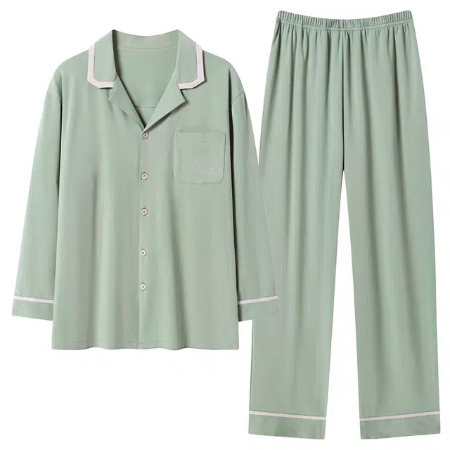 莫代尔 抗菌微弹轻盈柔软耐磨亲肤细腻舒适吸湿排汗睡衣套装 男 灰青色