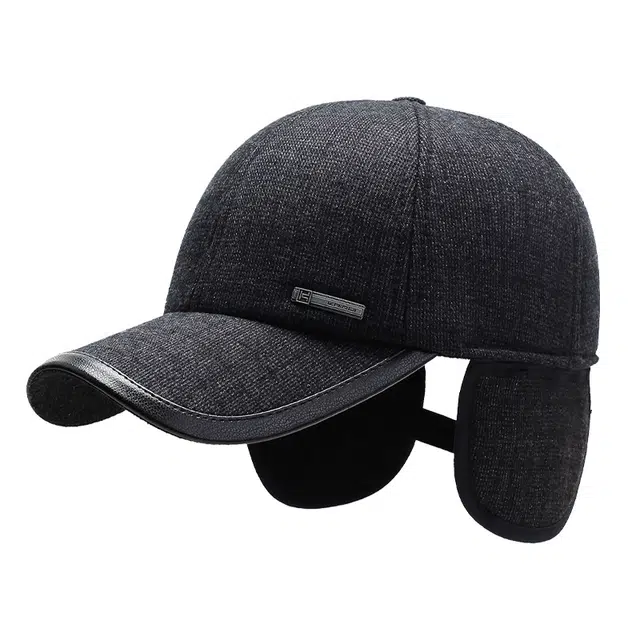 浪莎 帽子男士冬季中老年人爸爸加厚保暖防风防寒棒球帽老人爷爷秋冬天可折叠护耳老头棉帽 可调节 鸭舌帽 男