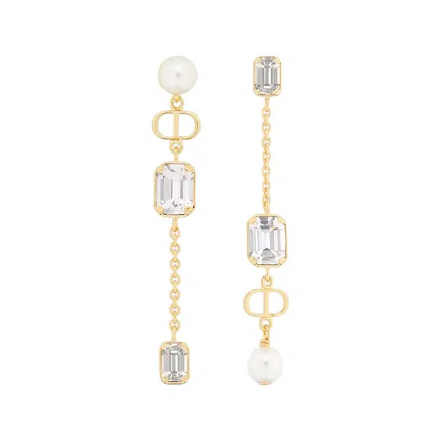 DIOR Logo Metal Earrings Gold