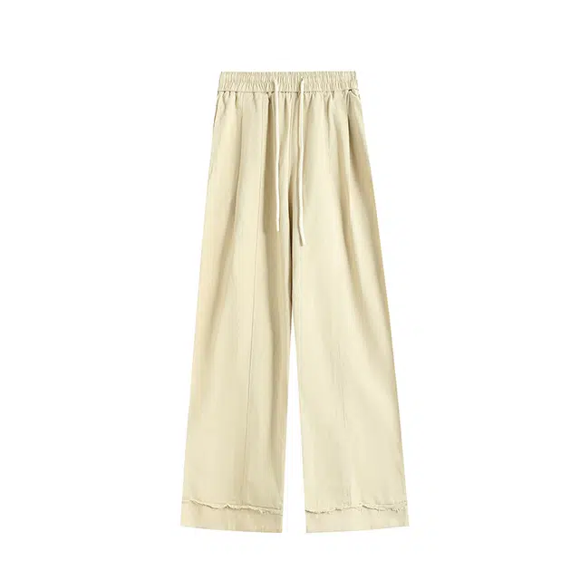 莫代尔 阔腿高腰大裤脚九分裤休闲裤 女