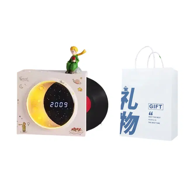 雄俊 梦幻超浪漫黑胶 无线蓝牙音箱 小夜灯闹钟低音炮蓝牙音响 智能玩具