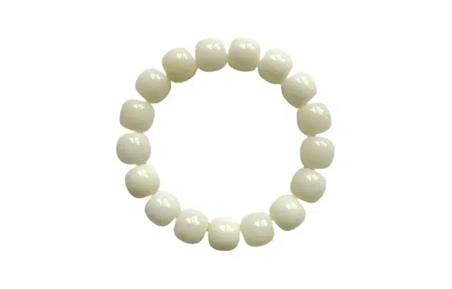 尚银福 牛奶白玉桶珠静心佛珠新中式国潮文玩盘玩绕指柔 菩提子/菩提籽 手串 男女同款情侣款