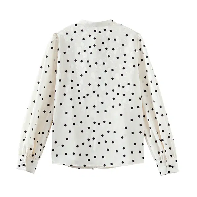 欧昵雪 立领波点印花时尚荷叶边长袖衬衫 女款 花色