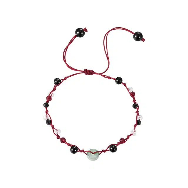 迷颂玛 小众设计国风新中式平安扣手工编绳手绳时来运转招财暴富报平安大方个性日常通勤 显白 树脂 编织绳 手链 女款