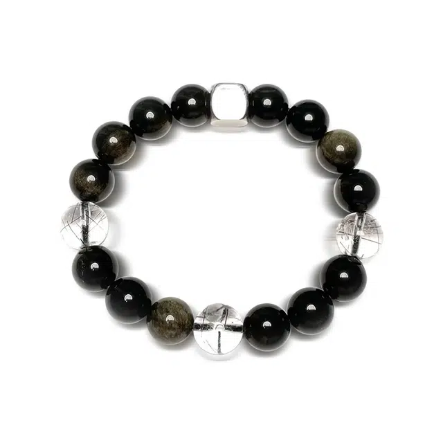 谧月珠宝 国潮新中式国风个性小众设计高级感轻奢 通勤气质大气显白清冷感复古 黑曜石 玉石手串 通用