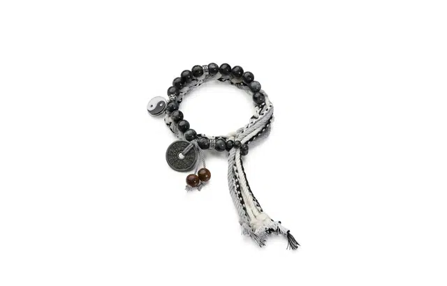 尚银福 山鬼花钱 太极双圈新中式国风纳福回纹转运珠轻奢时尚小众百搭文玩手饰 织物 手链 女款