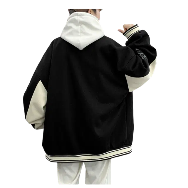 北极绒  宽松落肩港风休闲棒球服 男款