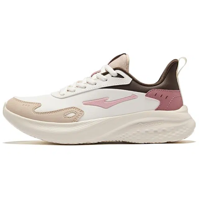 鸿星尔克 悦驰 防泼革面 舒适软弹减震防滑 低帮 休闲跑步鞋 女款 微晶白桦木色