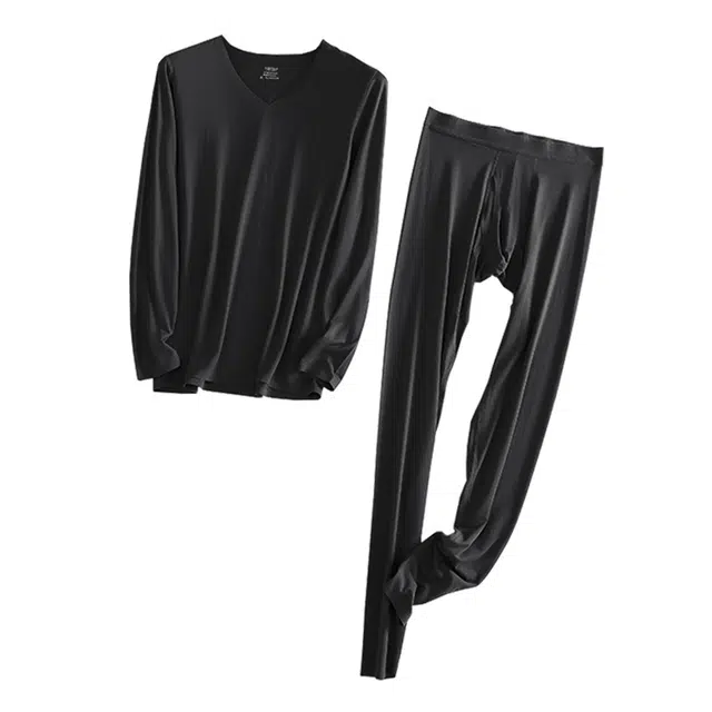 莫代尔 修身薄款打底长袖长裤保暖套装 男款