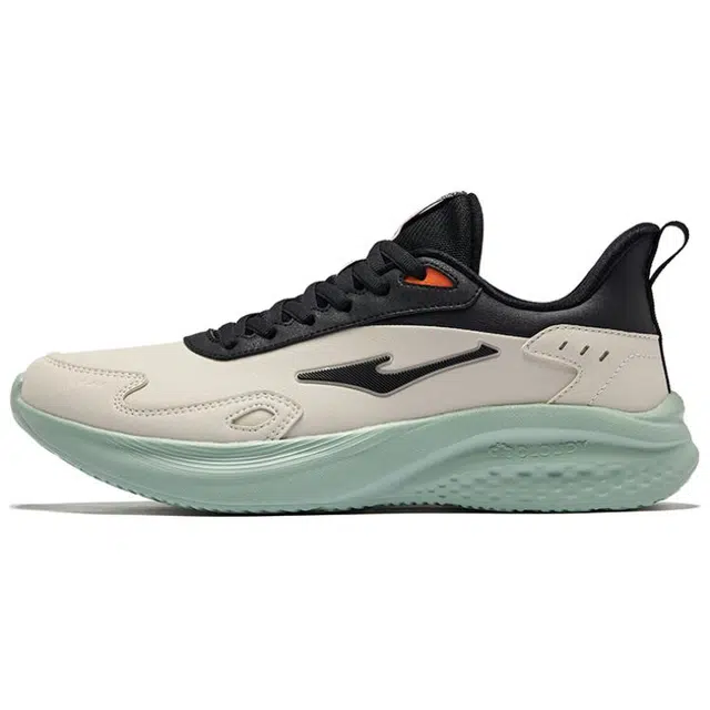 鸿星尔克 悦驰 防泼革面 舒适软弹减震防滑耐磨 低帮 休闲跑步鞋 男款 浮岩灰正黑