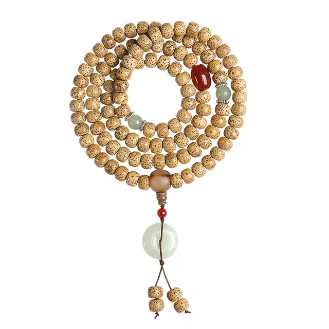 月印百川 平安无事古风转运平安扣 盘玩复古鸡油黄佛珠念珠手把件 新中式国潮设计文玩  小众设计高级感 星月菩提 手串 通用