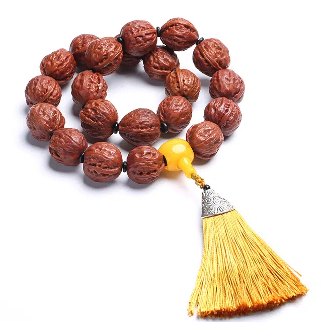 月印百川 盘玩红皮转运念珠佛珠手把件 新中式复古国潮 独特流苏设计 精致 文玩核桃 核桃类手串 男女同款情侣款
