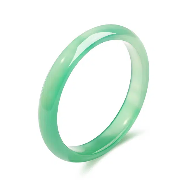 祝富礼 远山黛豆绿油青 国风清新雅致 青色渐变俏皮玉温婉可人贵妃镯 渐变冰透 玉髓 玉石手镯 男女同款情侣款