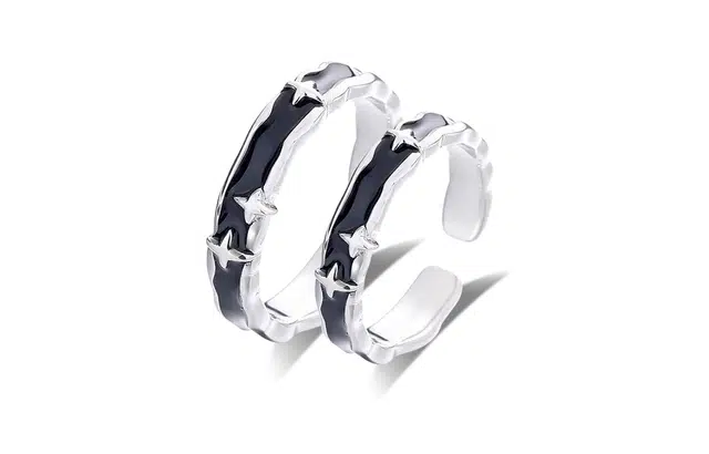 尚银福 满天星辰 简约时尚潮流星光点点甜蜜饰爱浪漫梦幻星河闪耀百搭开口可调节对戒 合金 戒指 女款