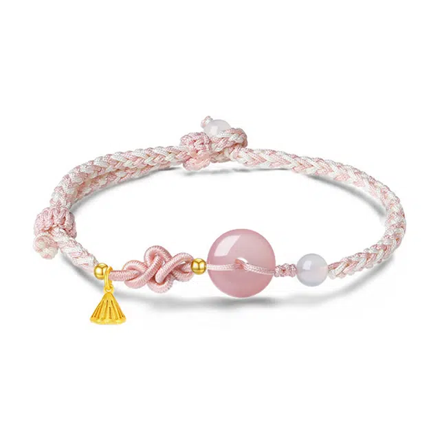 祝富礼 好运莲莲平安扣 玉髓 手链 男女同款情侣款