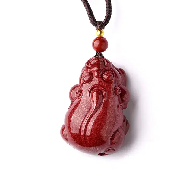 灵菲 招财霸王貔貅貔犰 精品高含量 国潮复古新中式 平安转运 转运珠 再造辰砂朱砂 玉石项链 男女同款情侣款 礼盒