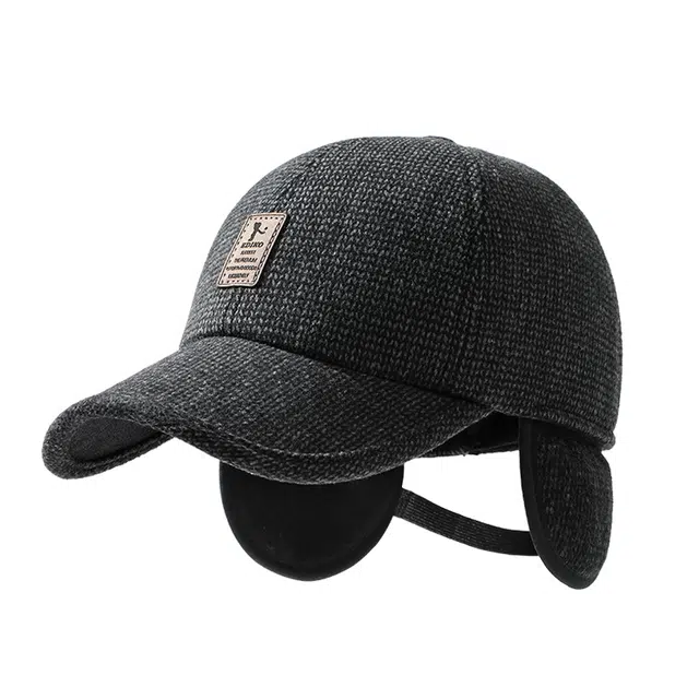 俞兆林 中老年帽子男士冬季爷爷爸爸棒球帽可调节加长护耳休闲户外防风防寒棉帽子 保暖 鸭舌帽 男款