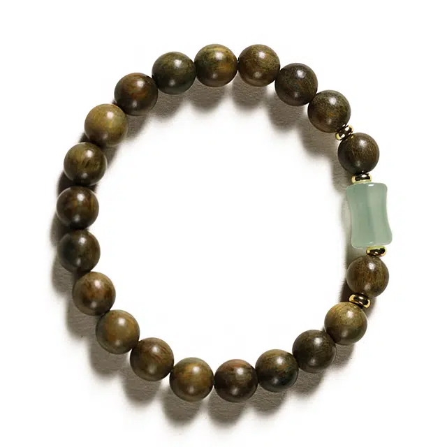 京华录 国潮新中式清冷感典雅大气 宫廷风 转运 手持盘玩招财纳福转运 复古文艺佛珠 绿檀 木作手串 男女同款情侣款