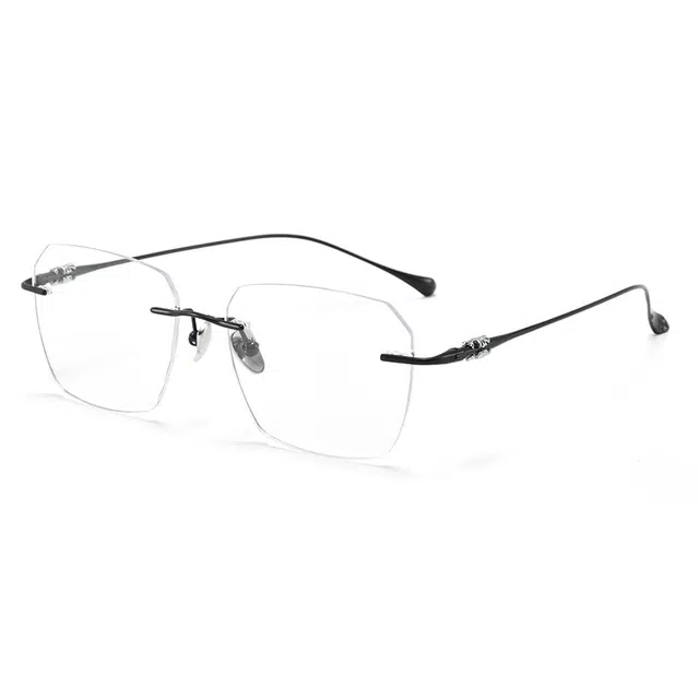 【联系客服可配度数】 康视顿 高级感轻薄无框防蓝光 钛 方形 光学镜架 男女同款情侣款