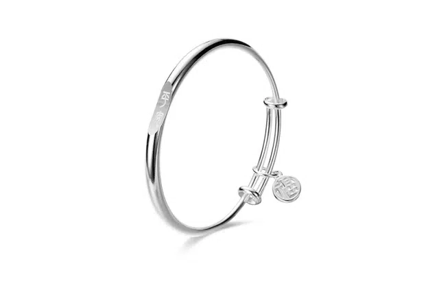 尚银福 平安福牌 冷淡风小众高级感 新中式复古简约大方平安喜乐镂空福牌推拉调节手饰 合金 手镯 女款