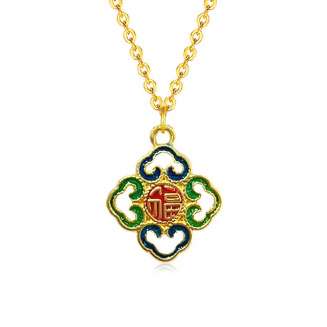六桂福珠宝 祥云幸福草 福气满满精致轻奢小众高级感锁骨链 足金 按克计价 黄金项链 女款