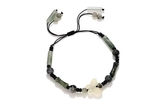 水贝之星 竹节蝴蝶 甜美森系小清新精致优雅古韵在逃公主竹报平安转运珠可调节编织绳手饰 琉璃 手链 男女同款情侣款