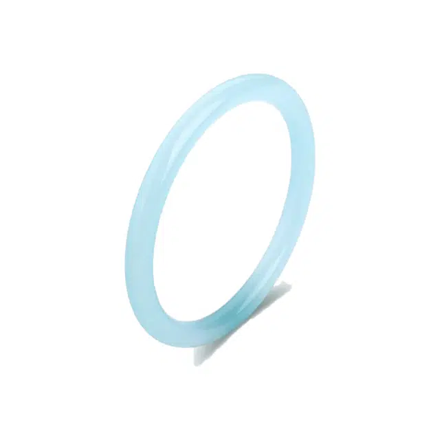 重庆金店 青蓝冰水 气质素雅古韵精致莹润海蓝圆条美人条叮当镯 琉璃 玉石手镯 女款