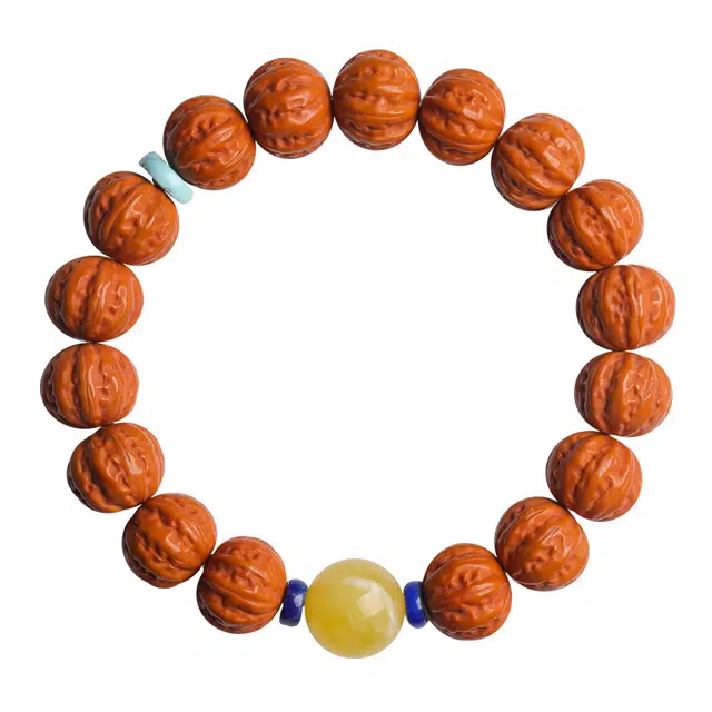 月印百川 矮桩满肉京八棱凤羽手把件 新中式古风国潮文玩 盘玩复古禅意佛珠手持 轻奢小众 猴头核桃 手串 男女同款情侣款