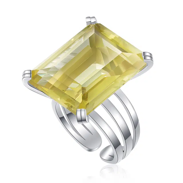 己光 柠檬晶  大冰糖 水晶 玉石戒指 女款