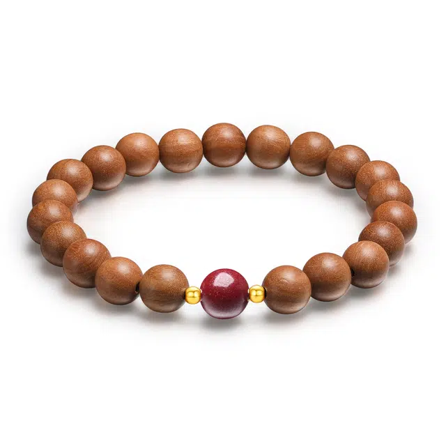 翠雅金楼 国潮复古新中式 简约时尚招财本命年中国红 转运珠 桃木珠 木作手串 男女同款情侣款 其他木作