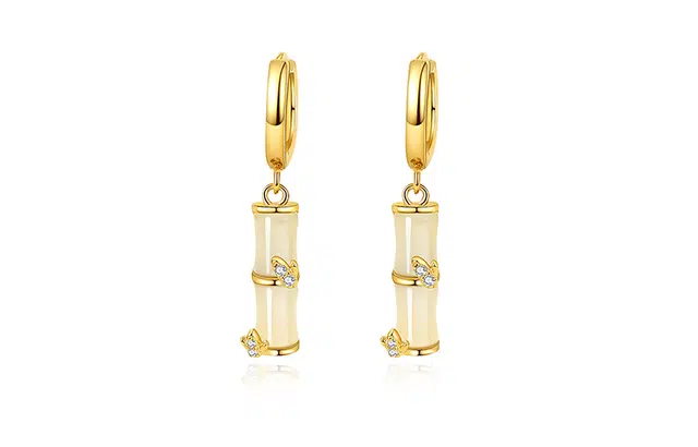 七可 竹节 节节高升复古轻奢设计感 新中式穿搭 玉髓 耳环 女款