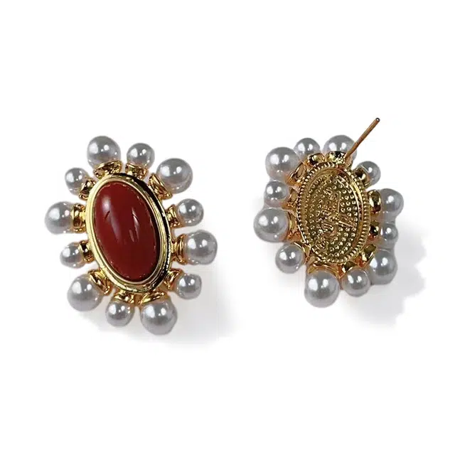 尚先生 轻奢高级感复古 银针赫本小众宫廷风名媛多巴胺 铜 耳环 女款