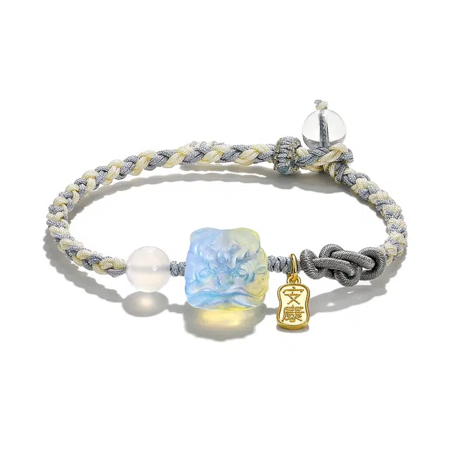 谧月珠宝 新中式国潮风 祥瑞醒狮手工雕刻狮来运转 小众设计招财纳福 合金 手链 男女同款情侣款