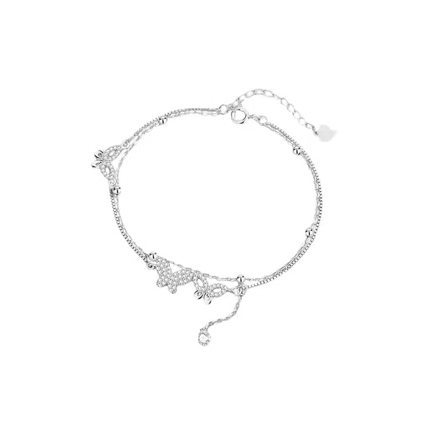 华髻 蝴蝶流苏双层叠戴链 精致轻奢优雅小众高级感 手链 女款