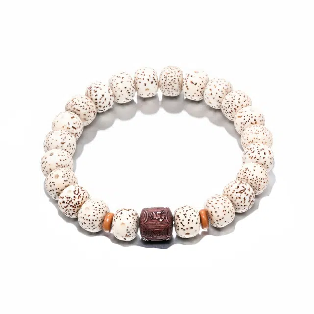 凯真 藏式国潮民族风六字箴言转运珠招财单圈文玩佛珠绕指柔可盘玩 星月菩提 手串 男女同款情侣款 礼盒